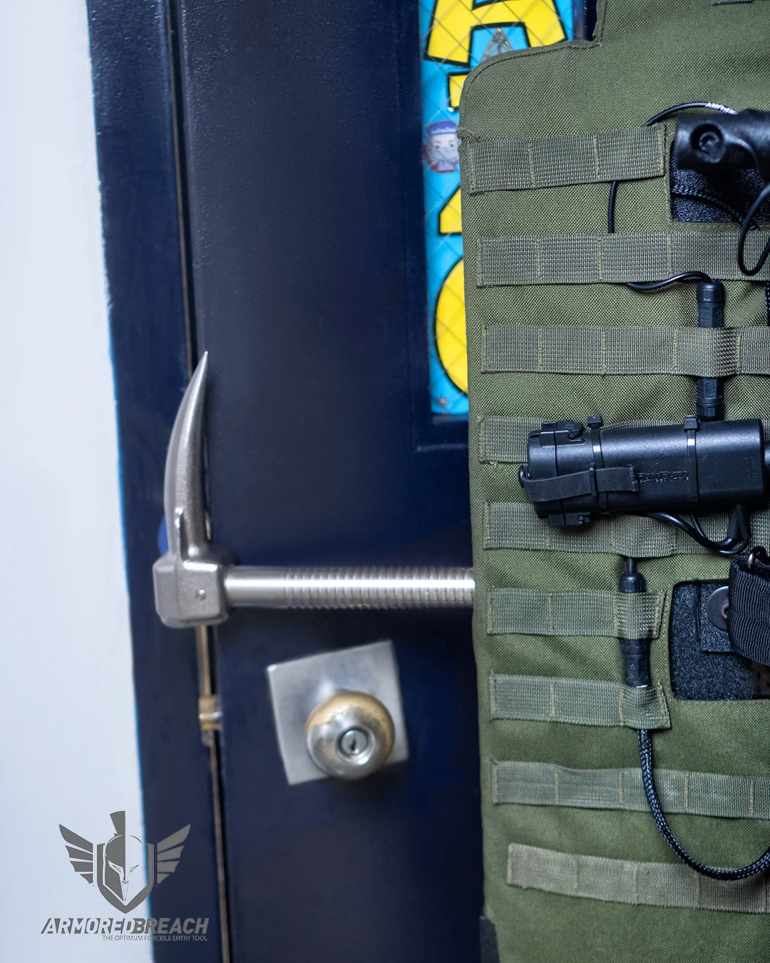 Detachable Halligan tool mounted on the Guardian Breaching Shield