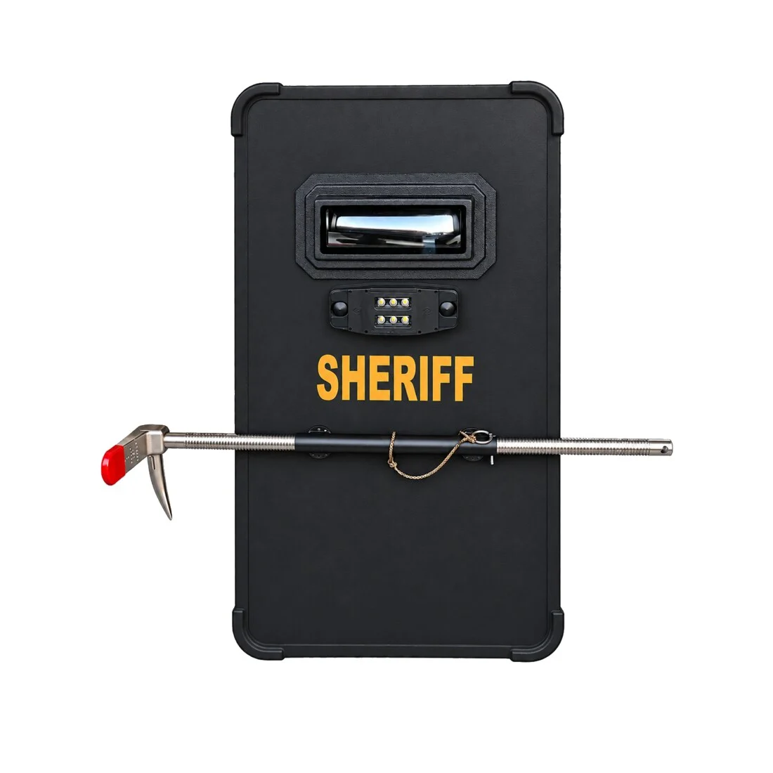 Armored Breach detachable breaching system retrofit with Halligan on a flat ballistic shield